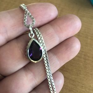 Amethyst teardrop pendant necklace